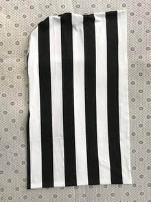 1pc Leopard Print Hooded Scarf Lining Cap, Daily Wear Accessory - Black and White Stripes - View 3