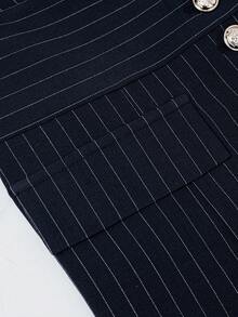 HOMEYEE Bộ vest kẻ sọc, áo blazer và quần tây kiểu công sở, quần ống ôm, kiểu dáng đa năng phù hợp cho nhiều dịp, đi nghỉ mát và công tác, bộ 2 món. - Màu xanh hải quân - Xem 6