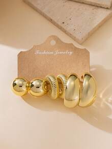 6-18 pièces Ensemble de boucles d'oreilles dorées pour femmes, boucles d'oreilles épaisses hypoallergéniques et clous, convient pour le port quotidien, les festivals, les fêtes, meilleur cadeau 2026 - Doré - Voir 7