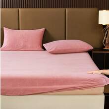 Single Size Fleece Sheet Set Measuring 165x228cm. Soft And Comfortable. - Pink - View 4