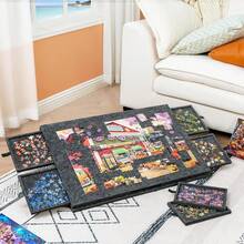 A Seven-Piece Puzzle Toy Set, Equipped With A Foldable Stand, Protective Cover, And Storage Tray - A Six-In-One Puzzle Table Board With 6 Drawers, A Portable Puzzle Table Board, A Puzzle Board With Integrated Felt, And A Stress-Relieving Toy. - 1500 Pieces Of Dark Gray - View 10