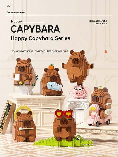 Cute Capybara Adult 14+ Building Blocks, 400+ Pcs, DIY Animal Series Building Blocks, Capybara, Building Blocks, Desk Ornaments, DIY Toys, Stress-Relieving Toys, Creative Gifts, Great For Holiday Gifts, Birthday Presents, Party Favors, Teen Gifts, Graduation Gifts.