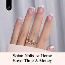 Beetles French Tips Press On Nails: 150 Pcs Pink Short Square Press On Nails Fake Nail Tips - 150 Pcs Pink Short Square - 查看 3