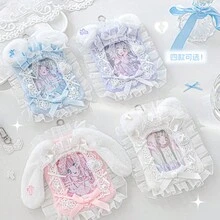 ふわふわレース トレカケース 可愛い カード保護ケース 二次元 推し活 応援キーホルダー - byebye-猫1.0 - チェックする 6