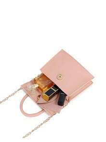 Girls Matte Fashion Versatile Minimalist Chain Handbag - Pink - View 6