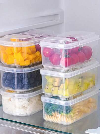 1个双层密封食品储物盒，带盖，多功能厨房冰箱塑料收纳盒