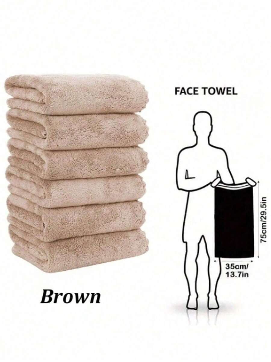 3/6/9pcs Ultra-Soft Coral Fleece Towel Set, Super Absorbent Face Towels, Multi-Purpose For Drying Hair, Wiping Moisture, Cleaning Cars, Sports, Travel, Bathroom Essentials - Brown - View 1