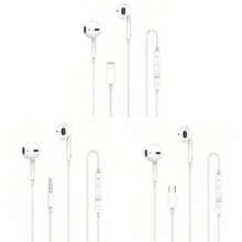 有线入耳式耳机，兼容 17 Pro Max/17 Pro/17/Air/16/15/14/13/12/11，USB-C 有线耳机，带遥控器，可调节音乐和通话音量 - 白色 - 查看 8