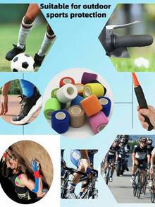 1/6/12/24 pezzi Bende elastiche autoadesive, nastri sportivi colorati, forniture per tatuaggi, Ognissanti e vacanze, bende per animali domestici, nastri per caviglie, nastri antiscivolo per tatuaggi, bende elastiche per tatuaggi, impugnature per tatuaggi, adatti per principianti ed esperti artisti di tatuaggi, forniture di pronto soccorso - Multicolore - Visualizzare 2