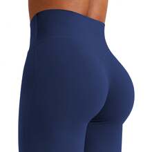 Workout Leggings Womens No Front Seam Straight Leggings 31.5"/ 33"/ High Waist Buttery Eddiy Gym Yoga Pants One Piece - 藏藍 - 查看 9