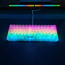 60% Gaming Keyboard, Transparent Small Keyboard, Mini Gaming Keyboard 61 Keys True RGB Backlit,Detachable TYPE-C Cable For Computer PC/Gamer, Typist, Travel, Easy To Carry On Business Trip(White Transparent) - View 3