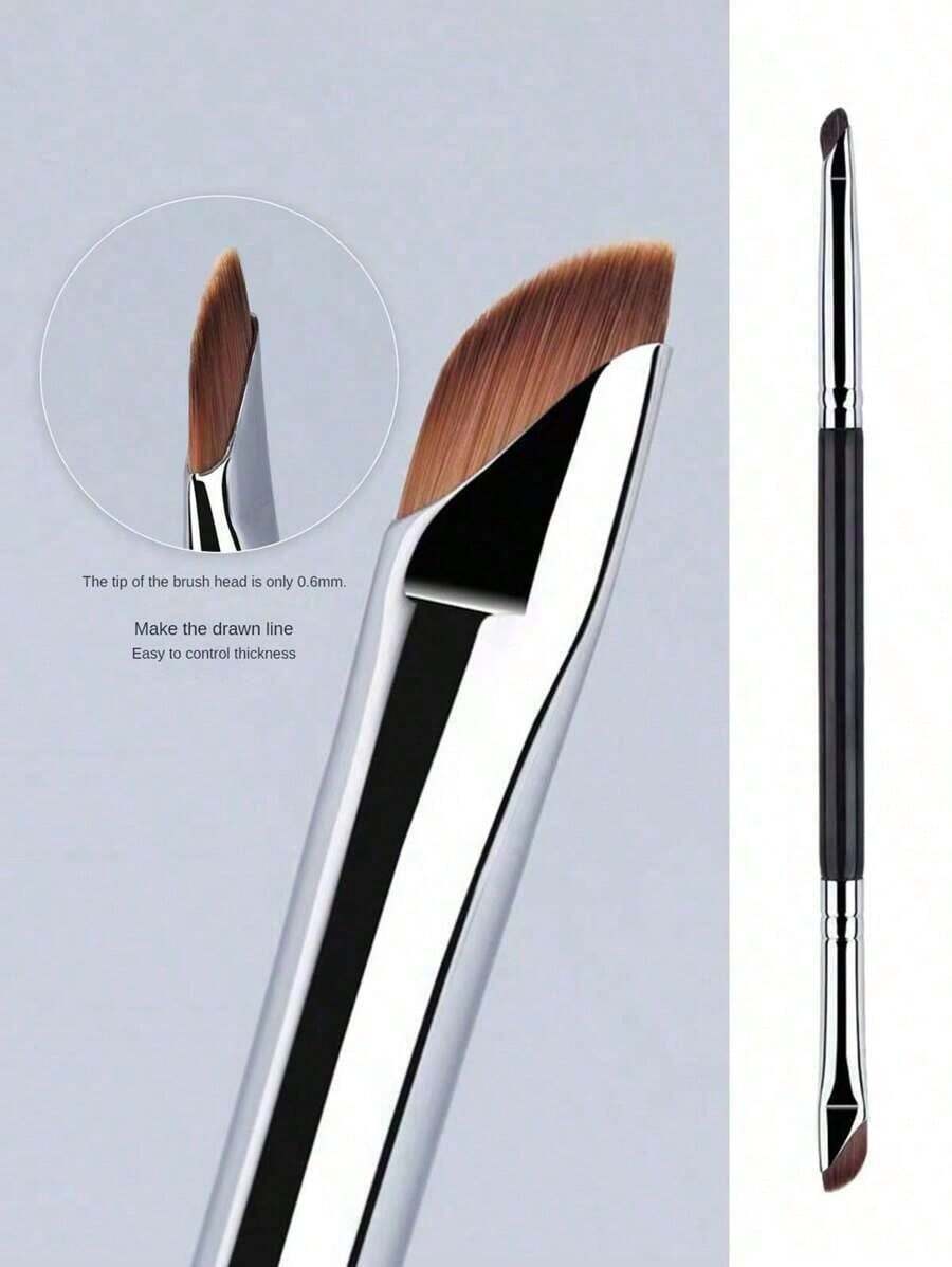 1pc Dual Ended Eyeliner Brush/Fine Detail Shader Brush/Eyeshadow Blending Brush, Angled Brow Brush,Eyebrow Brush,Eyeshadow Brush,Spoolie,Spoolie Brush - Multicolor - View 1