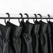 Victorian Ruffle Fabric Shower Curtain, Vintage Handcrafted Bow Tie Bath Curtain For Master Bathroom, Ruched Microfiber Bathroom Curtain With 12 Buttonholes, 72" W X 72" H - 黑色 - 查看 6