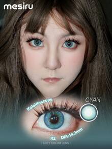 1 Pair Top Soft Colored Contact Lense 14.2mm 1 Year Disposable 2 Pieces Lenses - Blue - View 2