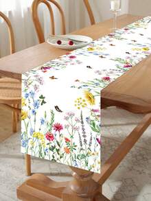 1Pc Spring Wildflower Table Runner,180*35cm Polyester Table Cover,Tablecloth,Spring Party Decor,Spring Home Decor,Spring Decorations,Wedding Decor,Kitchen Decor,Tabletop Decor,Baby Shower Decor,Baby Party Supplies,Spring Gifts,Party Favor - Spring Flowers and Plants a - View 1