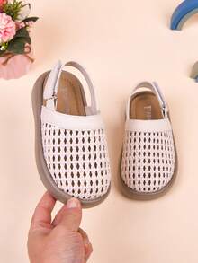 Kids Casual Versatile Woven Slip-On Flat Sandals - Beige - View 8