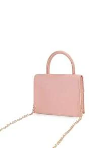 Girls Matte Fashion Versatile Minimalist Chain Handbag - Pink - View 5