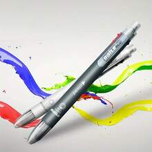 1pc 6-In-1 Multi-Color Ballpoint Pen, 5 Color Ballpoint Pen, 1pc Automatic Pencil With Eraser, Suitable For Office & Writing Supplies - Sets - View 2