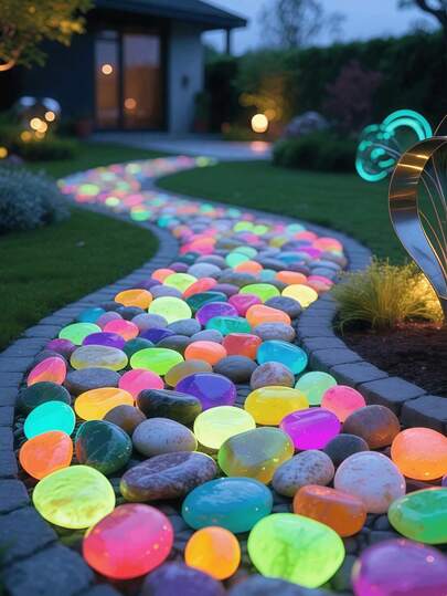 200/100/50/10pcs Small Glow-In-The-Dark Stones, Garden Decor Accessories, Suitable For Micro Landscape, Fish Tank, Outdoor Patio, Terrace, DIY Decoration (Brighter When Exposed To Sunlight Or Artificial Light)