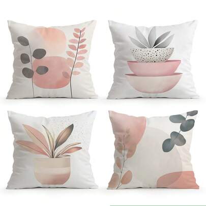 4pcs Bohemian Pattern Pillow Covers, Single-Sided Printed Cushion Covers, Suitable For Living Room, Bedroom, Home Decor, All Seasons