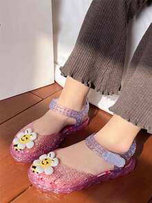 Giày sandal công chúa bằng nhựa dẻo dễ thương cho bé gái, hình ong hoạt hình rỗng, thoáng khí, mũi kín, thích hợp đi ngoài trời, đi biển. - Màu Hồng Tươi - Xem 6