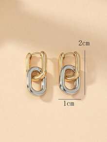 1 par de pendientes de pinza con forma geométrica en U minimalista para mujeres, la ligera curvatura de los pasadores de la oreja normal - Dorado - Ver 2