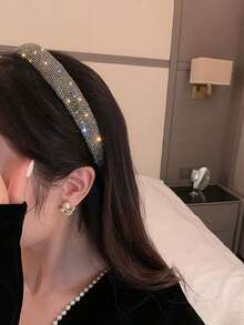 1/2 chiếc Băng đô đính đá lấp lánh, phụ kiện tóc màu bạc, phù hợp cho phụ nữ sử dụng hàng ngày, trang điểm, dạo chơi, dự tiệc, phối đồ, đi làm, đi biển, chụp ảnh - Trang sức thanh lịch, phụ kiện tóc. Băng đô cài tóc. - Nhiều màu - Xem 8
