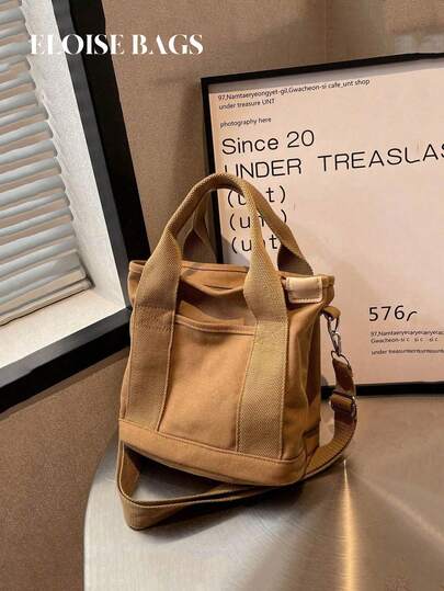 Bolso de hombro cruzado de lona ancha de moda casual 2025