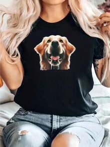 Light Golden Retriever Jowls Top, Paws Lab Dog Mom Dad-Shirt - Black - View 2