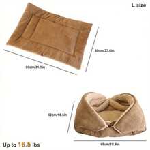 1PC Premium Thick Plush Pet Bed - Ultra Soft & Warmer Sleep Surface For Dogs & Cats, Enhanced Easy-Clean Design With Non-Slip Rectangular Base - Multicolor - View 2