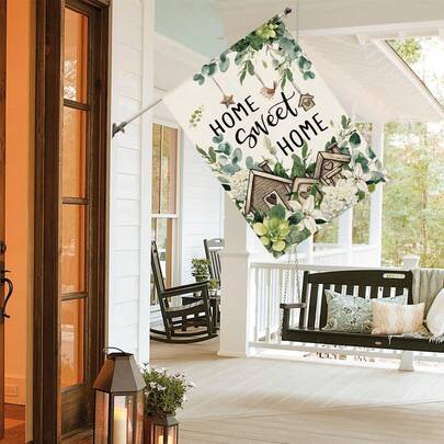 71.12 X 101.60 Cm Double-Sided Sweet Home Bird House With Spring Floral House Flag, Seasonal Eucalyptus Flower Outdoor Garden Flag