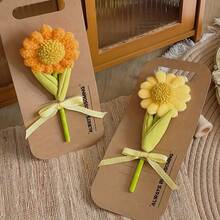 New Pastoral Style Plush Fabric Sunflower, Tulip Artificial Flower Hanging Decor, 1 Card For DIY Furniture Decoration - Multicolor - View 1