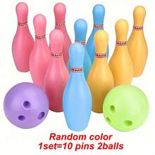12 unids/set juego de bolos incluye 10 pines y 2 bolas de bolos de plástico juguetes para el hogar deportes al aire libre regalos del día de la madre ZSY 1YIQ - 1 juego - Ver 9