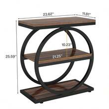 Tribesigns Narrow End Table With 3 Storage Shelves, Industrial Small Sofa Side Table For Living Room, Slim Nightstand For Bedroom - Brown - View 2