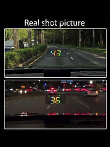 5V高清HUD车载抬头显示器，ABS材质，通用驾驶员位置，USB供电，有线连接，公里/小时/英里/小时可切换，超速报警，无需电池 - A - 查看 5