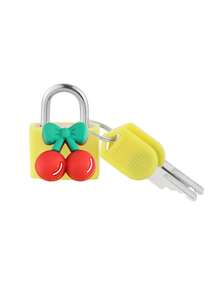 Cherry Pattern Compact Luggage Lock With Key, Sturdy Plastic Shell And Brass Core, Durable Metal Padlock For Suitcase, Backpack, Briefcase, Ideal For Valentine's Day, Wedding, Souvenir, Bridesmaid Gift - Multicolor - View 19