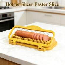 Hot Dog Slicer, Sausage, Banana Peel Egg Cutter Chopper, Quick & Convenient Kitchen Tool - Coral Orange - View 9