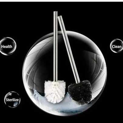 Japanese Minimalist Stainless Steel Toilet Brush, Anti-Corrosion Manual Bathroom Brush, Ergonomic Long Handle Bathroom Cleaning Brush, Suitable For Bathroom And Toilet, Bathroom Accessories, Bathroom Decor