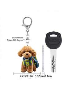 2D Cute Poodle Keychain - Brown Puppy, Waterproof Scratch-Resistant Acrylic Pendant, Lightweight Women's Gift, Pet Owner Exclusive - Valentine's Day, Mother's Day, Campus Accessories, Daily Carry, Funny Pendant, Protective Film, Animal Jewelry, Women's Accessories, Christmas, Thoughtful Gift For Dog Lovers - Multicolor - View 6