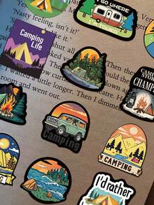 50pcs Camping Sticker Pack For Decorating Diary, Scrapbook, Planner, Luggage, Phone Case, Tablet, Skateboard, Guitar - View 2