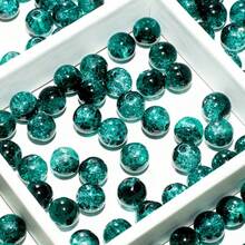 10mm Blue & Black Flower Glass Beads, 45pcs/String Jewelry Making Supplies - Blue-black - View 3