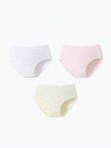 Annil New Spring Style Girls' Briefs Three-Piece Set - Combination 02 (White Powder + Porcelain Powder + Sprout Yellow) - View 12