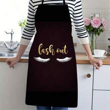 1PC Fashion False Eyelash Pattern Apron Creative Eye Makeup Element Kitchen Waist Apron Women Cosmetic Theme Cooking Stainproof Personalized Lash Art Print Household Apron - B - View 13