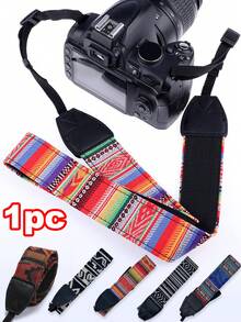1pc Camera Shoulder Strap, Retro Pattern Camera Neck Strap - Multicolor - View 1