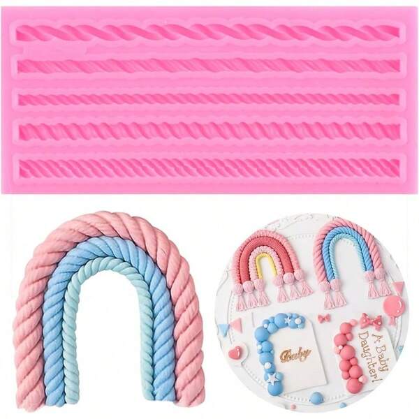 Hemp Rope Fondant Molds Rope Cake Decorating Silicone Molds Cupcake Topper Candy Chocolate Gum Paste Polymer Clay