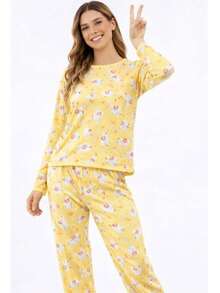 Women's Premium Ribbed Long Winter Pajamas - Amarillo - Ver 4