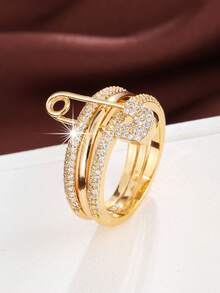 1pc Detachable Design Artificial Zirconia Inlaid Women Ring - Multicolor - View 1