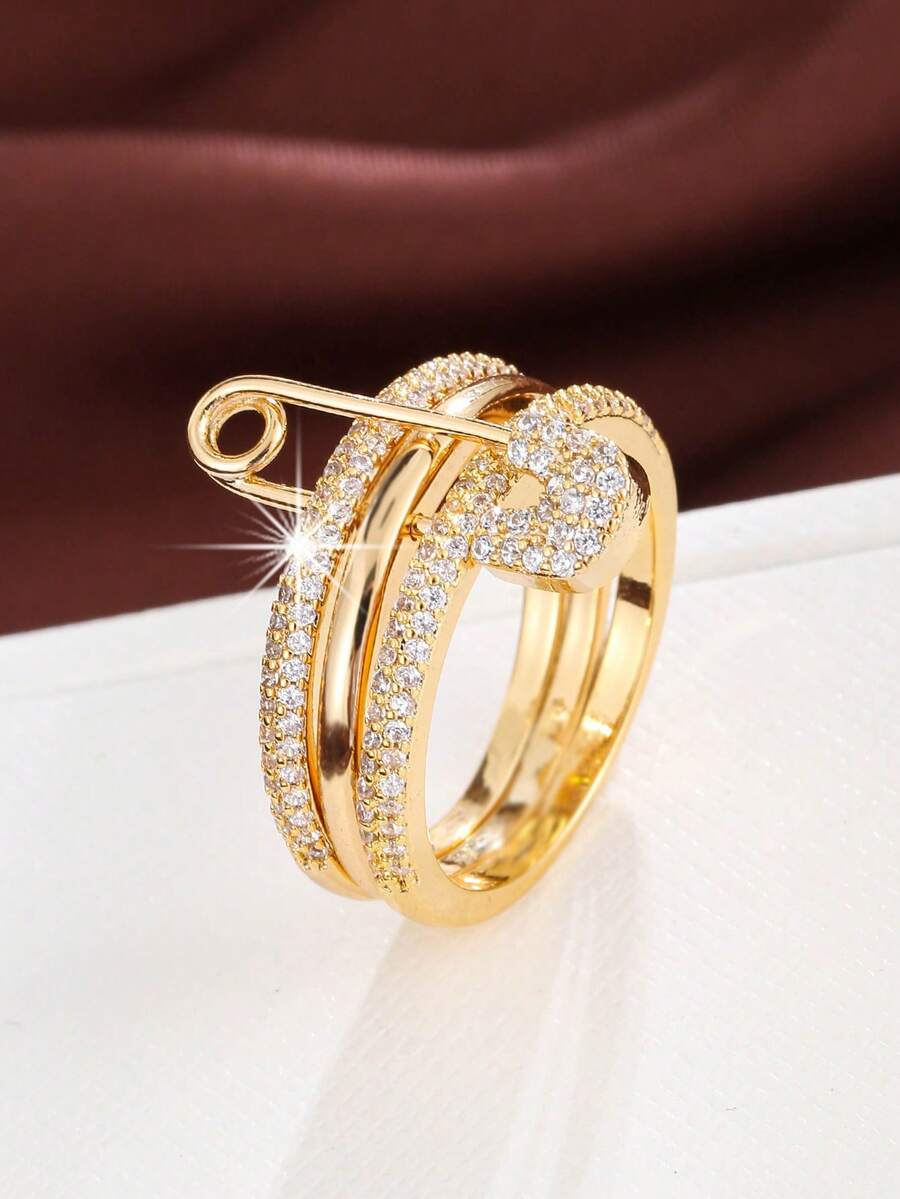 1pc Detachable Design Artificial Zirconia Inlaid Women Ring - Multicolor - View 1