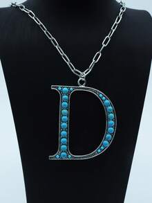 1件新款男士夸张字母绿松石水钻吊坠项链 - 項鍊 - 查看 2