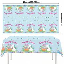 1pc/2pcs Cute Rabbit & Easter Egg Disposable Tablecloth, Suitable For Easter Theme Party Table Decoration - Multicolor - View 6